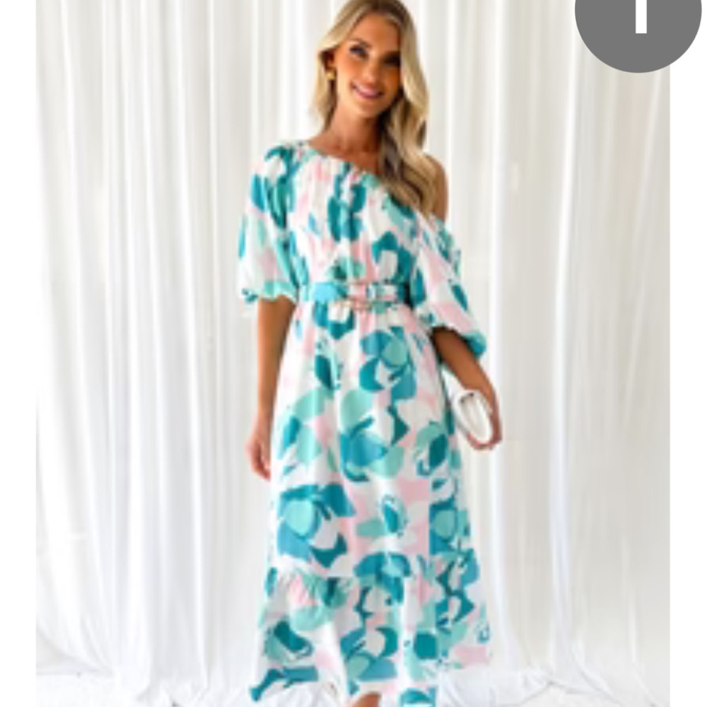 Gingham & Heels Floral Off-Shoulder Dress
